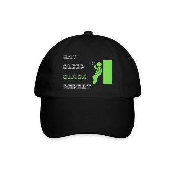 Eat Sleep Slack Repeat - Baseballkappe - Schwarz/Schwarz - Vorne