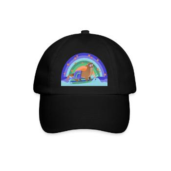 Otter Surfen Regenbogen Kidcore Kinder Geschenk - Baseballkappe - Schwarz/Schwarz - Vorne