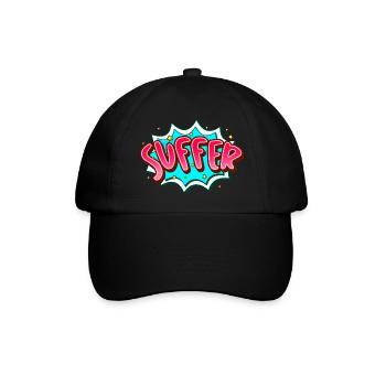 Suffer: Leiden mit Stil - Cartoon Satire - Baseballkappe - Schwarz/Schwarz - Vorne