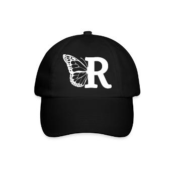Buchstabe R Schmetterling - Baseballkappe - Schwarz/Schwarz - Vorne