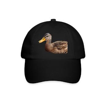 Ente Wildente Entchen Erpel Poster Geschenk - Baseballkappe - Schwarz/Schwarz - Vorne