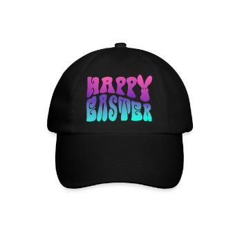 Happy Easter Schriftzug - Baseballkappe - Schwarz/Schwarz - Vorne
