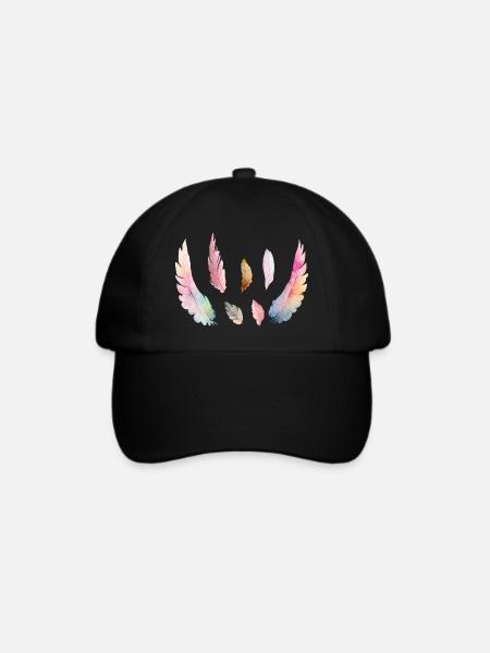 Farbiges Aquarellgefieder - Baseballkappe - Schwarz/Schwarz