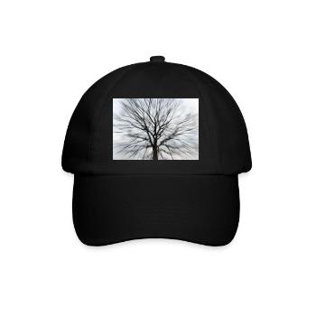Silhouette eines kahlen Baumes mit runder Baumkrone - Baseballkappe - Schwarz/Schwarz - Vorne