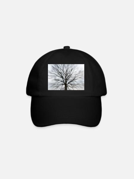 Silhouette eines kahlen Baumes mit runder Baumkrone - Baseballkappe - Schwarz/Schwarz