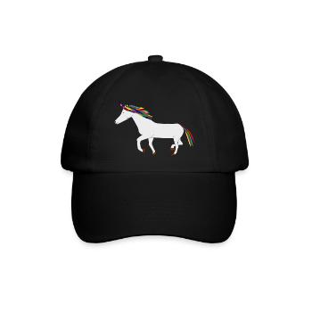 buntes Einhorn - Baseballkappe - Schwarz/Schwarz - Vorne