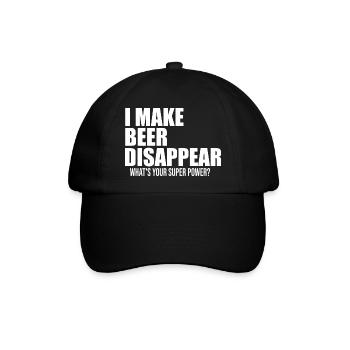 Ich lasse Bier verschwinden lustiges Zitat - Baseballkappe - Schwarz/Schwarz - Vorne