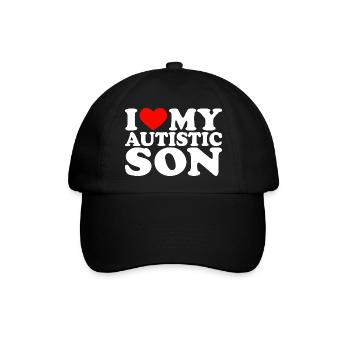 I Love My Autistic Son I Red Heart My Son - Baseballkappe - Schwarz/Schwarz - Vorne