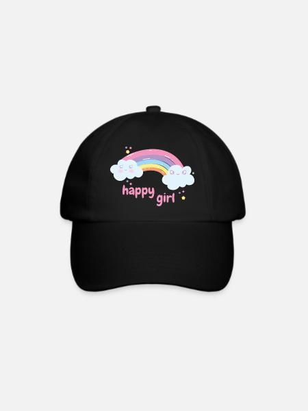 Happy Girl - Baseballkappe - Schwarz/Schwarz