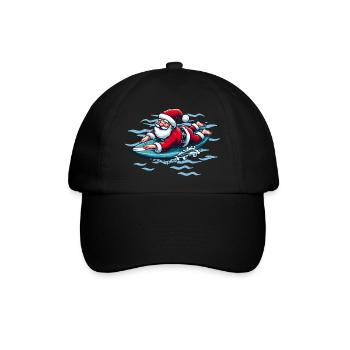 Surfender Weihnachtsmann - Baseballkappe - Schwarz/Schwarz - Vorne