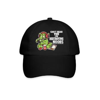 Ich kann dich nicht hören, ich zerstöre Noobs - Baseballkappe - Schwarz/Schwarz - Vorne