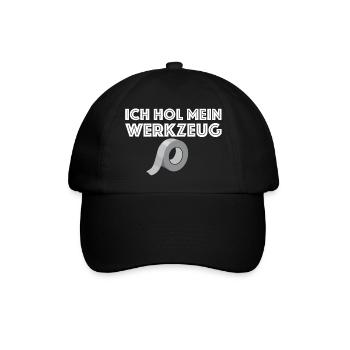 Ich hol mein Werkzeug | Klebeband, Tape, Hammer - Baseballkappe - Schwarz/Schwarz - Vorne