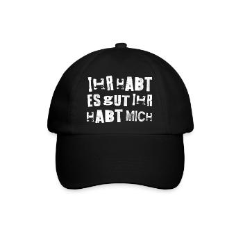 Gestörte Grotesk Typo Fragment lustiger Spruch - Baseballkappe - Schwarz/Schwarz - Vorne