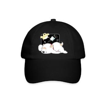 Hund koreanisch - japanischer Stil 04B - Baseballkappe - Schwarz/Schwarz - Vorne