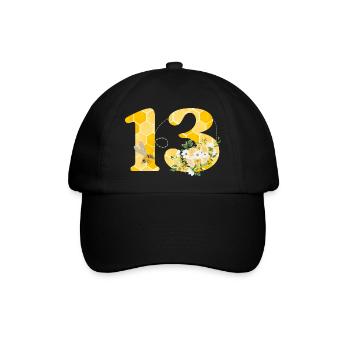 Biene zum 13-jährigen Jubiläum - Baseballkappe - Schwarz/Schwarz - Vorne