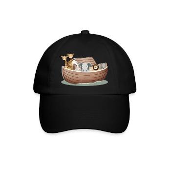Niedliche Tierillustration – Arche Noah mit Tieren - Baseballkappe - Schwarz/Schwarz - Vorne