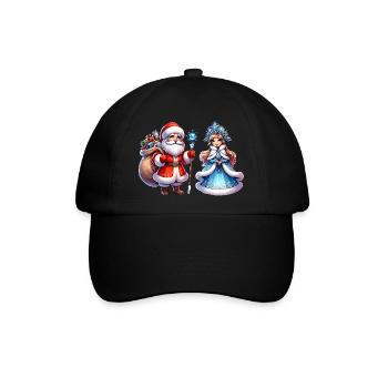 Ded Moroz Snegurotschka russischer Weihnachtsmann - Baseballkappe - Schwarz/Schwarz - Vorne