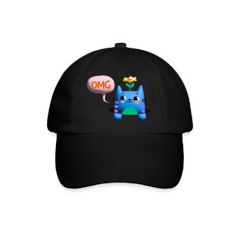 OMG Cat cute 3d bubble - Baseballkappe - Schwarz/Schwarz - Vorne