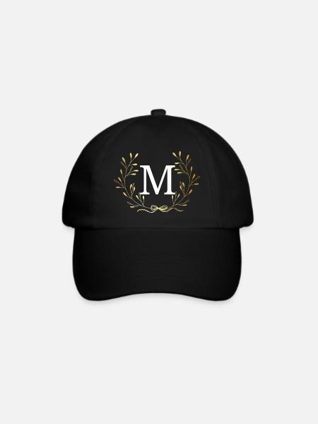 Buchstabe M Goldene Blumenkrone - Baseballkappe - Schwarz/Schwarz