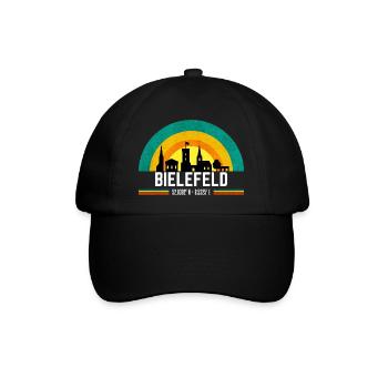 Bielefeld Retro Skyline Koordinaten Sparrenburg - Baseballkappe - Schwarz/Schwarz - Vorne