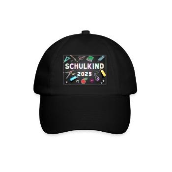 Schulkind 2025 Erstklässler - Baseballkappe - Schwarz/Schwarz - Vorne