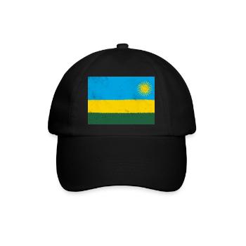 Flagge von Ruanda - Baseballkappe - Schwarz/Schwarz - Vorne