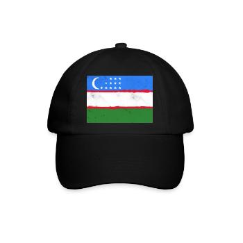 Flagge von Usbekistan - Baseballkappe - Schwarz/Schwarz - Vorne