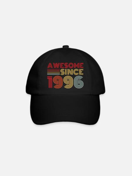 Vintage 1996 Retro 1996 Geburtstagsgeschenk - Baseballkappe - Schwarz/Schwarz