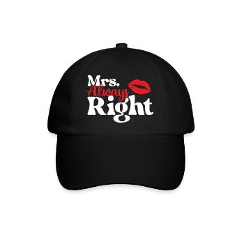 Mrs. Always Right lustiges Valentinstagspaar passt zusammen - Baseballkappe - Schwarz/Schwarz - Vorne