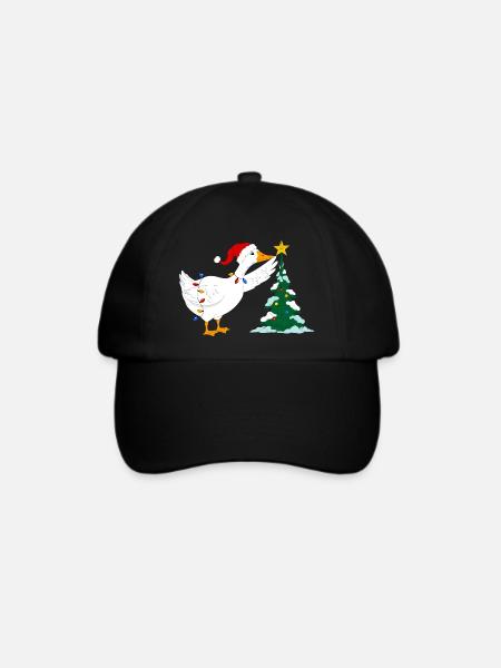Gans und Weihnachtsbaum - Baseballkappe - Schwarz/Schwarz