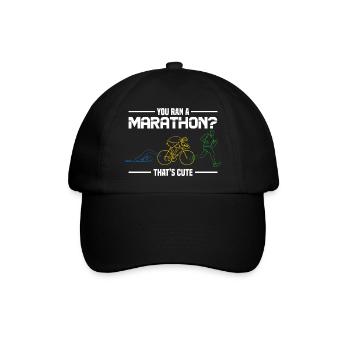 Marathon Humor - You Ran A Marathon? Thats Cute - Baseballkappe - Schwarz/Schwarz - Vorne