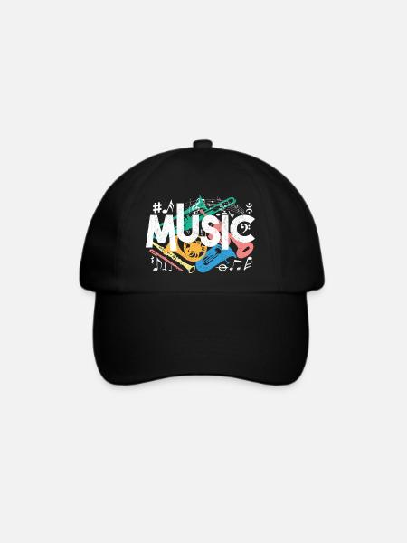 Farbenfrohe Musikmotive - Baseballkappe - Schwarz/Schwarz
