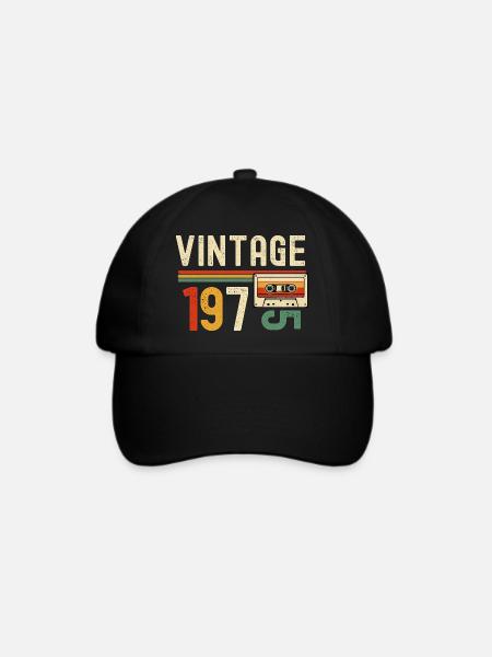 Retro-Kassette der 1970er Jahre - Baseballkappe - Schwarz/Schwarz