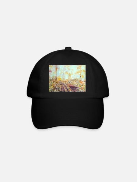 Wald-Aquarelllandschaft im Herbst - Baseballkappe - Schwarz/Schwarz
