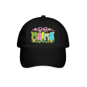 Mama Retro Flashy | Neon-Stil Muttertag - Baseballkappe - Schwarz/Schwarz - Vorne