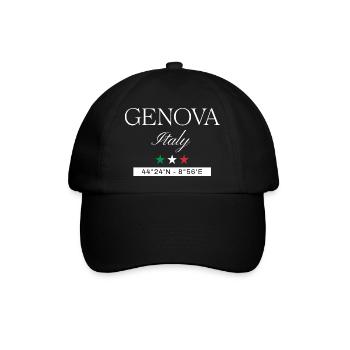Genua Italien Souvenir – Reise minimalistisch - Baseballkappe - Schwarz/Schwarz - Vorne