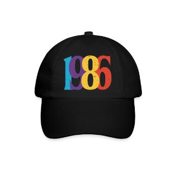 1986 Geburtstag geboren in 1986 Vintage-Retro-Geschenk - Baseballkappe - Schwarz/Schwarz - Vorne