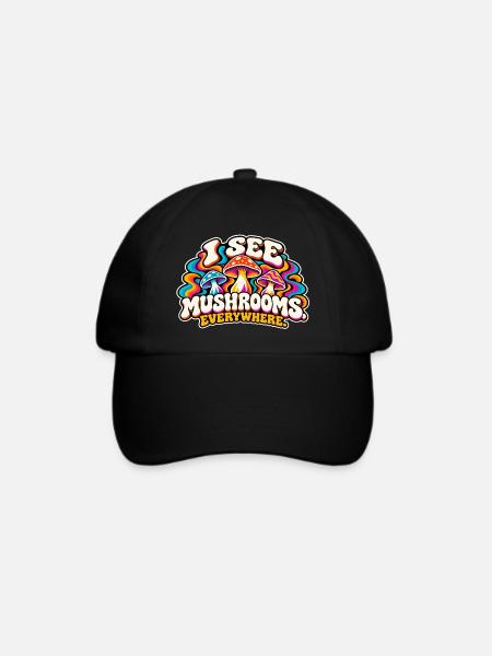 Ich sehe Pilze überall - Baseballkappe - Schwarz/Schwarz