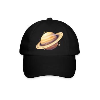 Saturn Farbplanet Illustration - Baseballkappe - Schwarz/Schwarz - Vorne