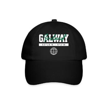 Galway Irland Koordinaten Reise Souvenir - Baseballkappe - Schwarz/Schwarz - Vorne
