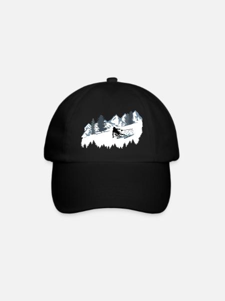 Skifahrer und Berge - Skifahren, Ski - Baseballkappe - Schwarz/Schwarz