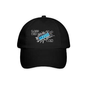 Pow Lass die Musik an - blau auf dunkel - Baseballkappe - Schwarz/Schwarz - Vorne