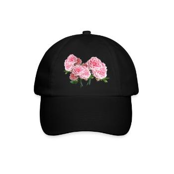 rosen roses blumen flowers garten garden3 - Baseballkappe - Schwarz/Schwarz - Vorne