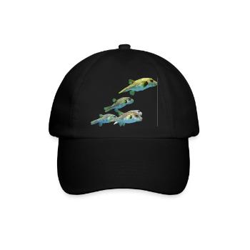 blowfish kugelfisch fischer fish animal tiere - Baseballkappe - Schwarz/Schwarz - Vorne