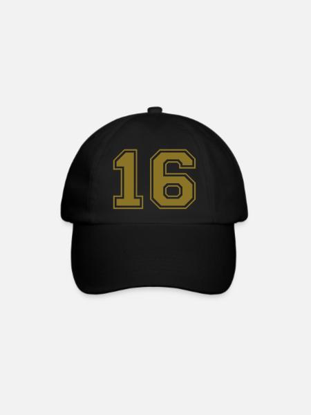 nummer - 16 - Baseballkappe - Schwarz/Schwarz