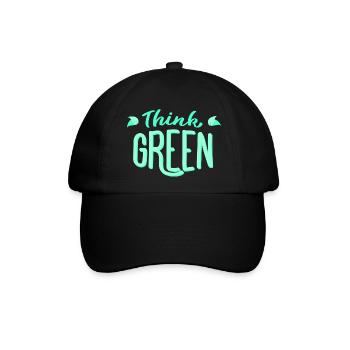 Think green! Denke grün! Umweltfreundlich Ökologie - Baseballkappe - Schwarz/Schwarz - Vorne