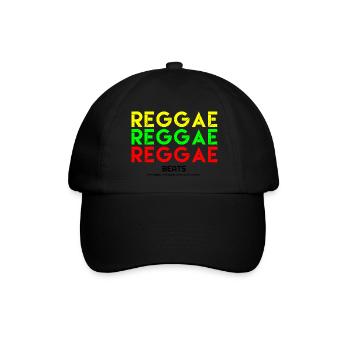 Reggae, ich liebe Reggae, Reggae Hoodies, Reggae T sh - Baseballkappe - Schwarz/Schwarz - Vorne