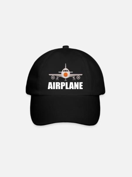 Flugzeug - Baseballkappe - Schwarz/Schwarz