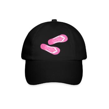 Flip Flop Latschen Plüsch Fell flauschig rosa pink - Baseballkappe - Schwarz/Schwarz - Vorne