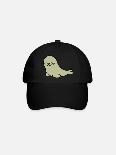 seehund 02 - Baseballkappe - Schwarz/Schwarz